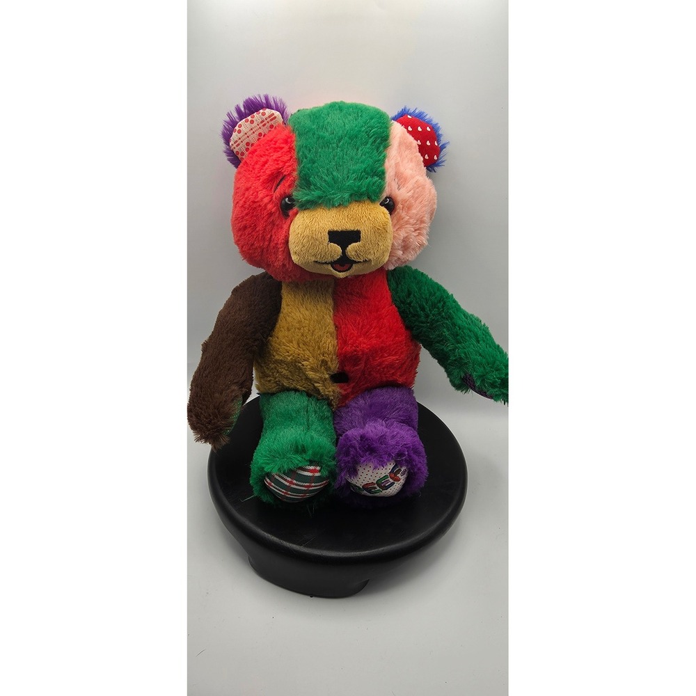 PEEF The Christmas Bear Tristan Publishing Patchwork Multi Color Plush 12 Inch